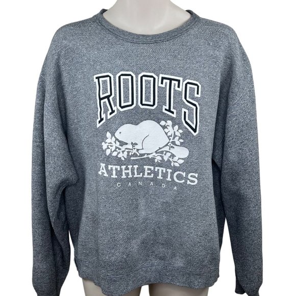 Roots Other - Roots Athletics Pullover Sweatshirt Heather Gray L Heavy Cotton Canada beaver